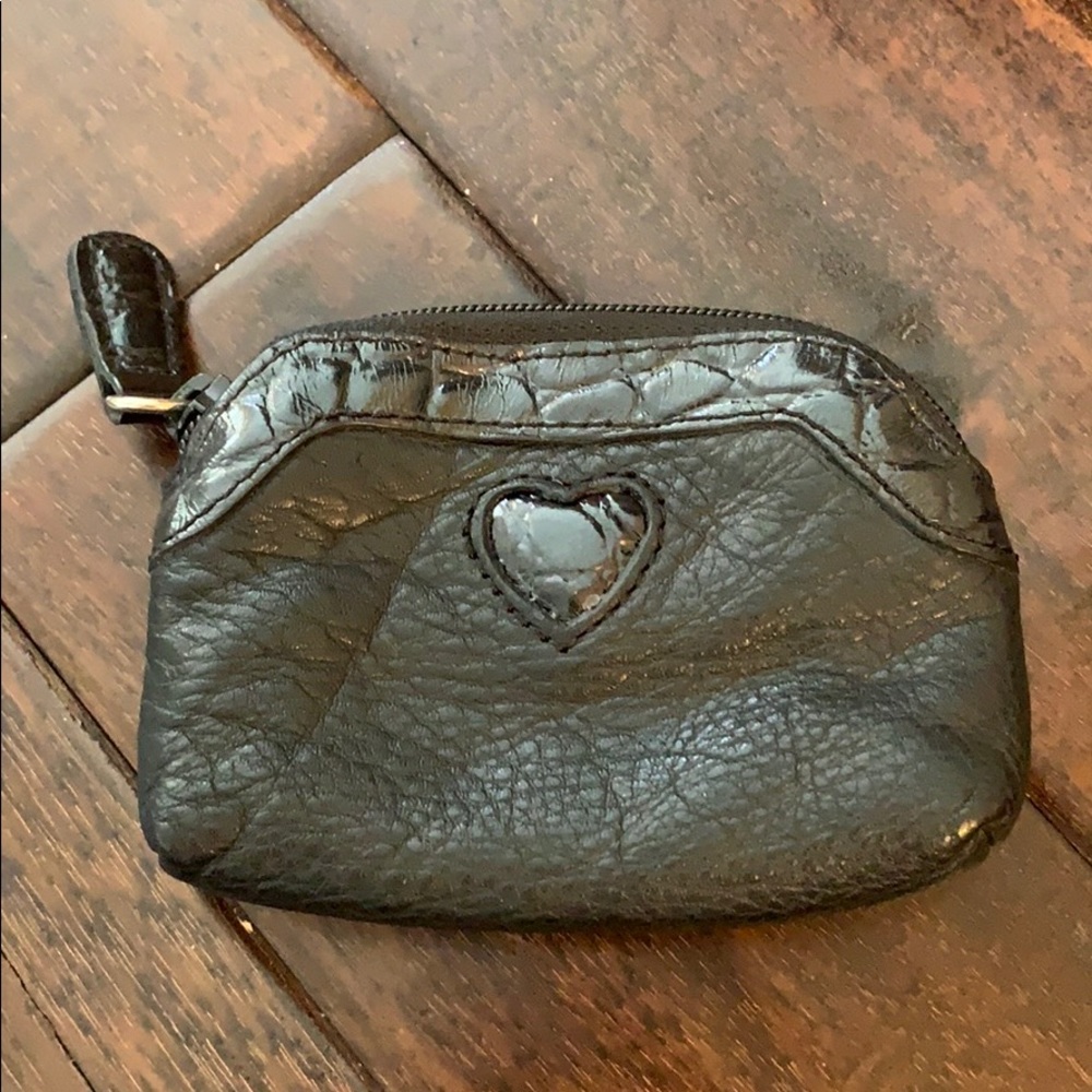Brighton Black Zip Coin Pouch with Puffed Heart